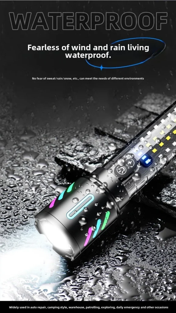 Lampe Torche Tactique LED 1000LM USB-C Rechargeable