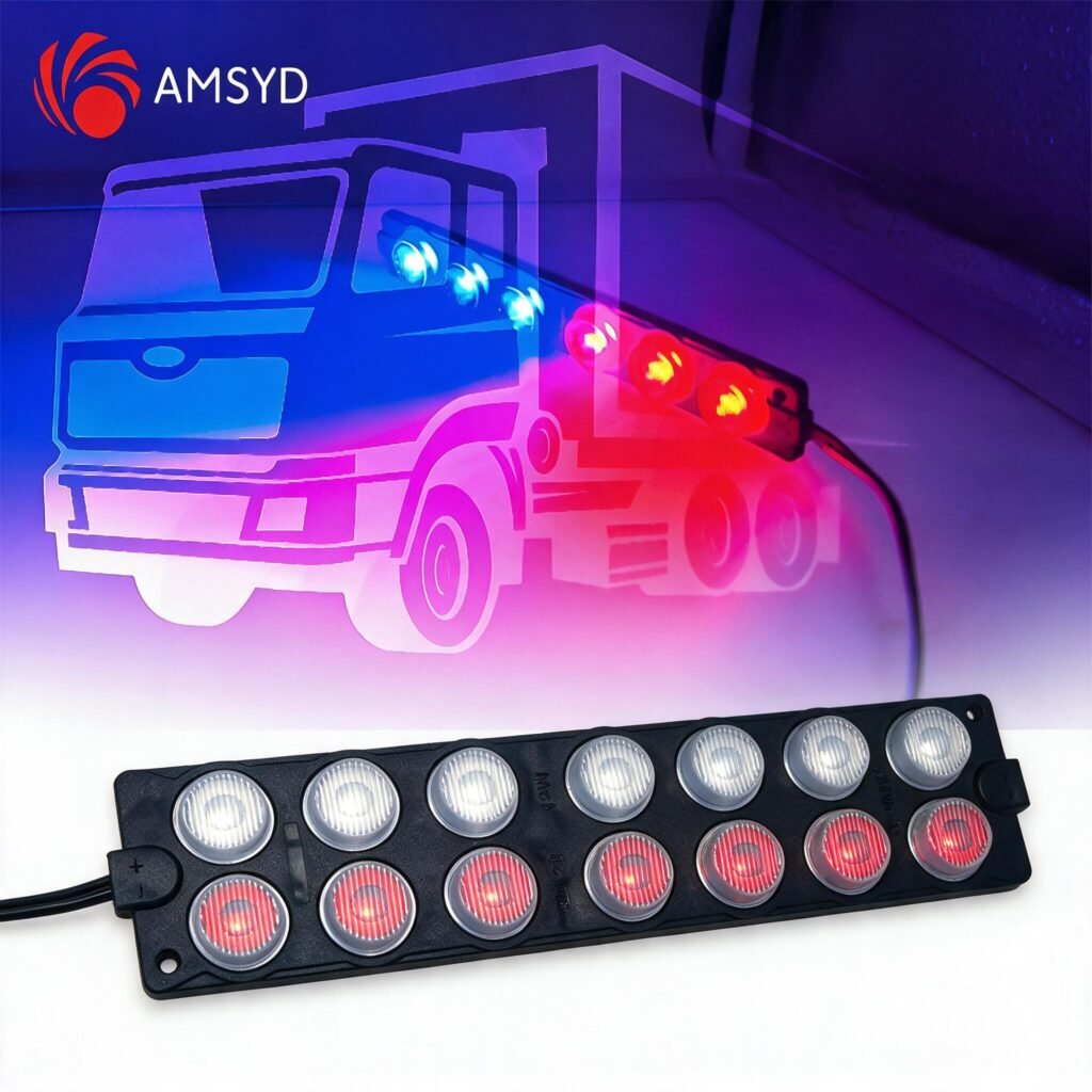 Feux Stroboscopiques LED 12-24V Rouge/Bleu - Sécurité Véhicules