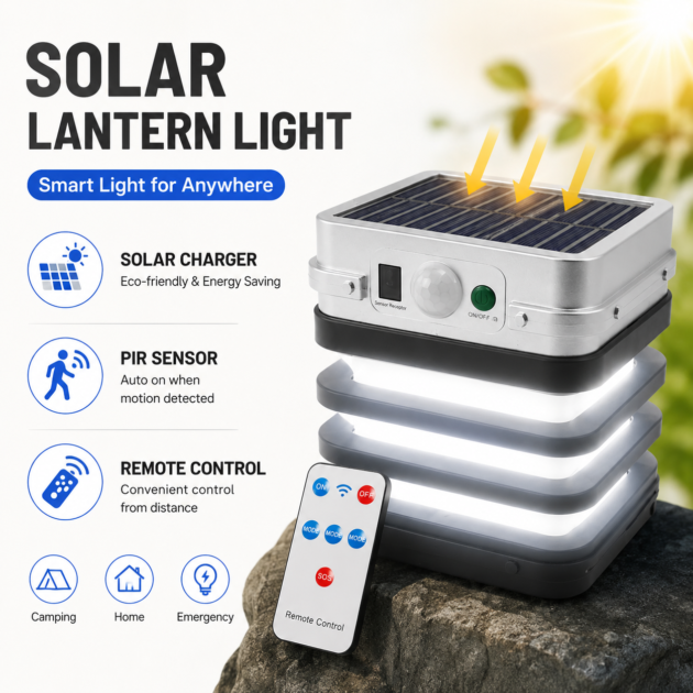 Lampe Solaire LED Murale avec Télécommande IP65