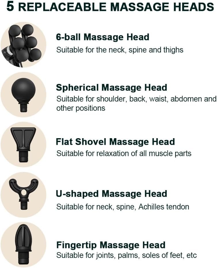 Pistolet Massage Musculaire 6 Têtes - Relaxation Profonde