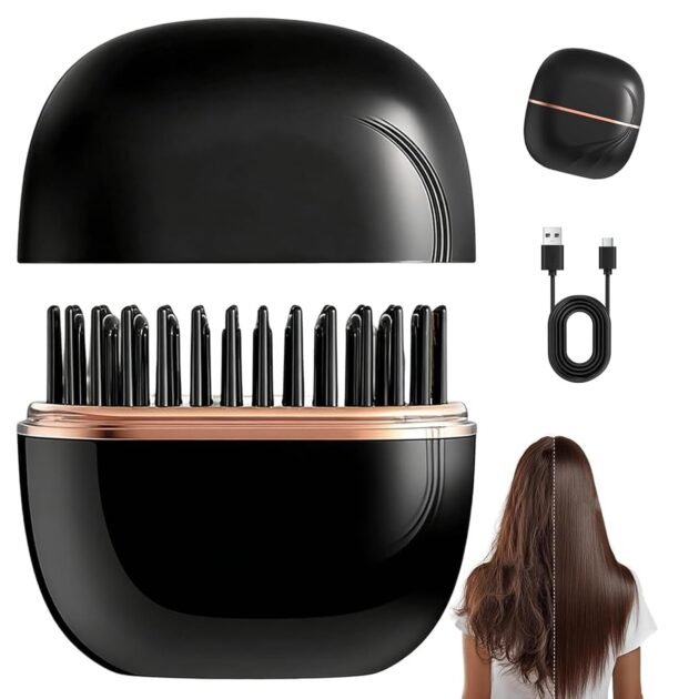 Brosse Lissante Sans Fil USB Rechargeable Anti-frisottis