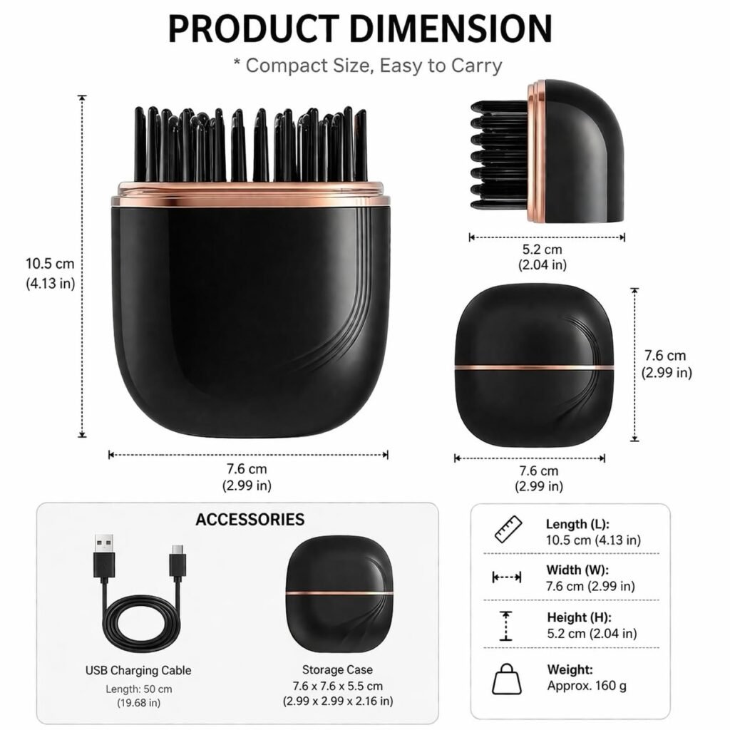 Brosse Lissante Sans Fil USB Rechargeable Anti-frisottis