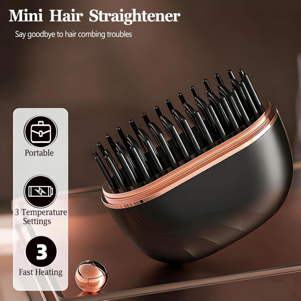 Brosse Lissante Sans Fil USB Rechargeable Anti-frisottis