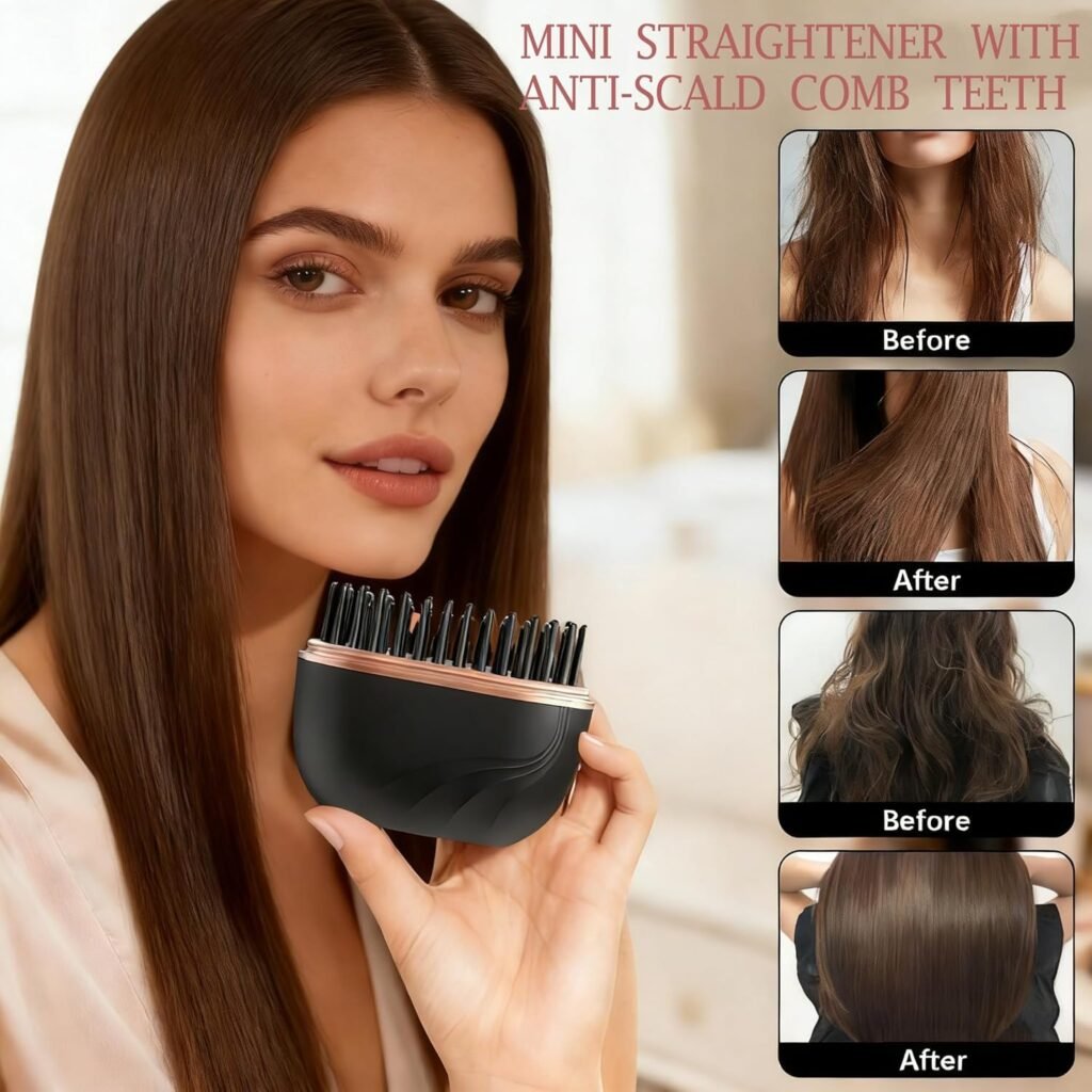 Brosse Lissante Sans Fil USB Rechargeable Anti-frisottis