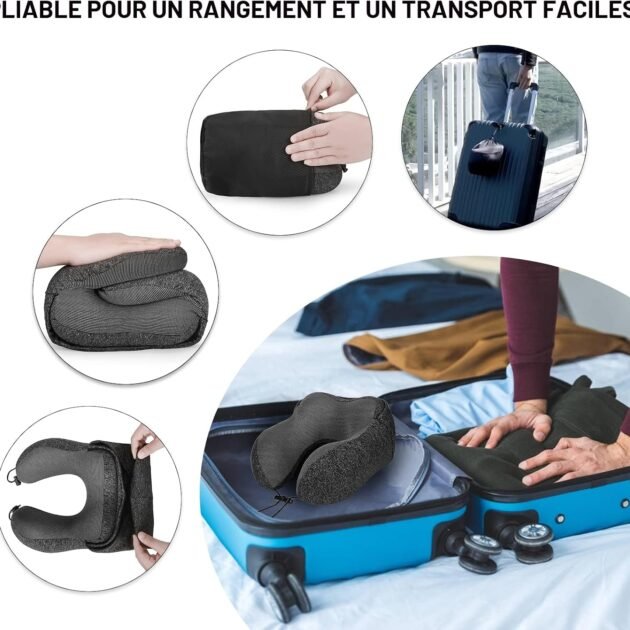 Coussin de Voyage Orthopédique en Mousse à Mémoire de Forme avec Capuche — Confort optimal