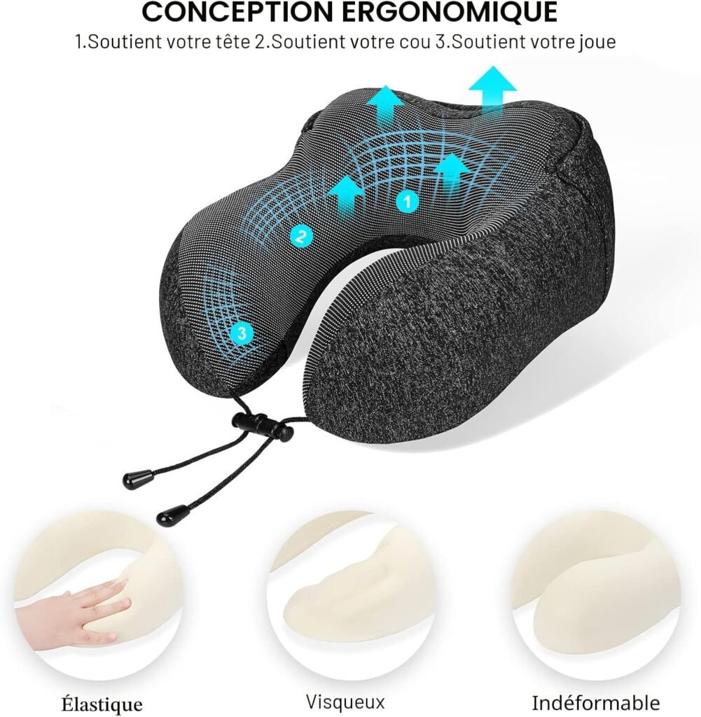 Coussin de Voyage Orthopédique en Mousse à Mémoire de Forme avec Capuche — Confort optimal