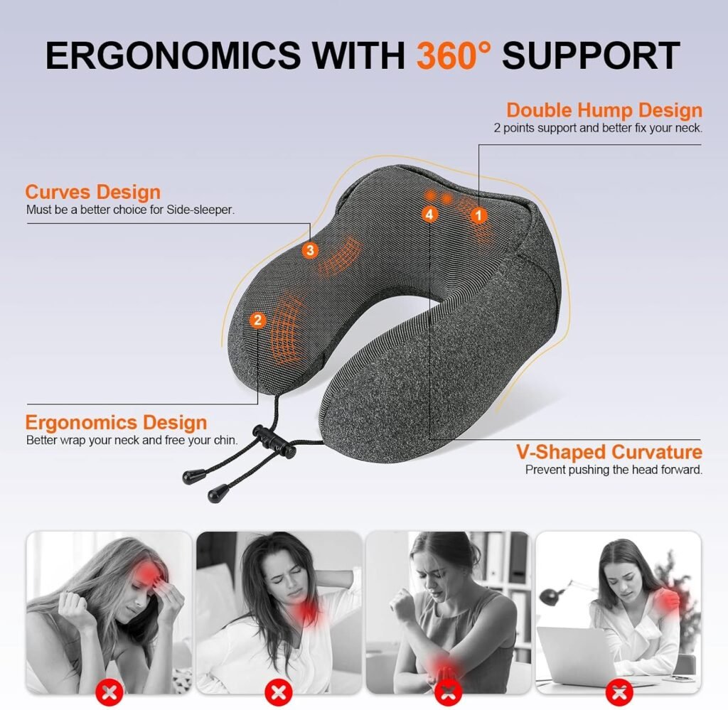Coussin de Voyage Orthopédique en Mousse à Mémoire de Forme avec Capuche — Confort optimal