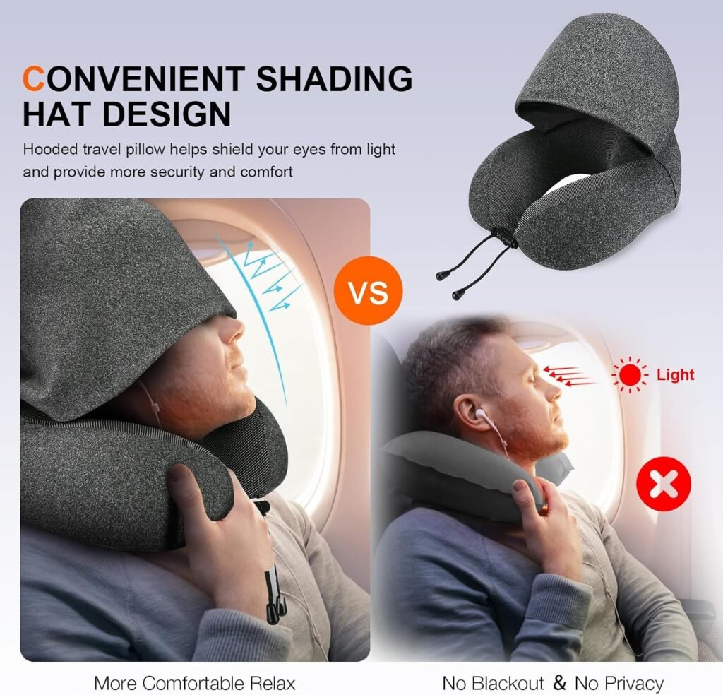 Coussin de Voyage Orthopédique en Mousse à Mémoire de Forme avec Capuche — Confort optimal