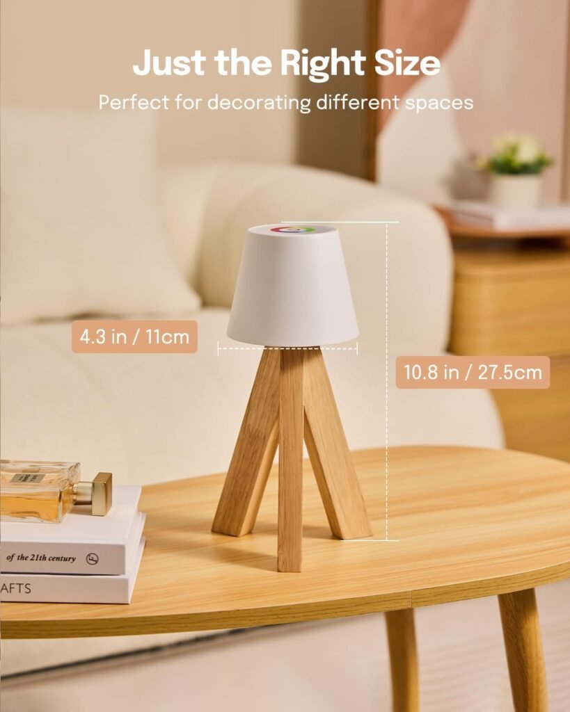 Lampe de table LED en bois rechargeable — éclairage design pour salon