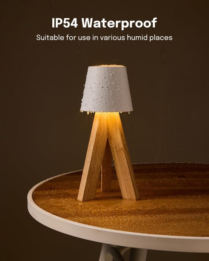 Lampe de table LED en bois rechargeable — éclairage design pour salon
