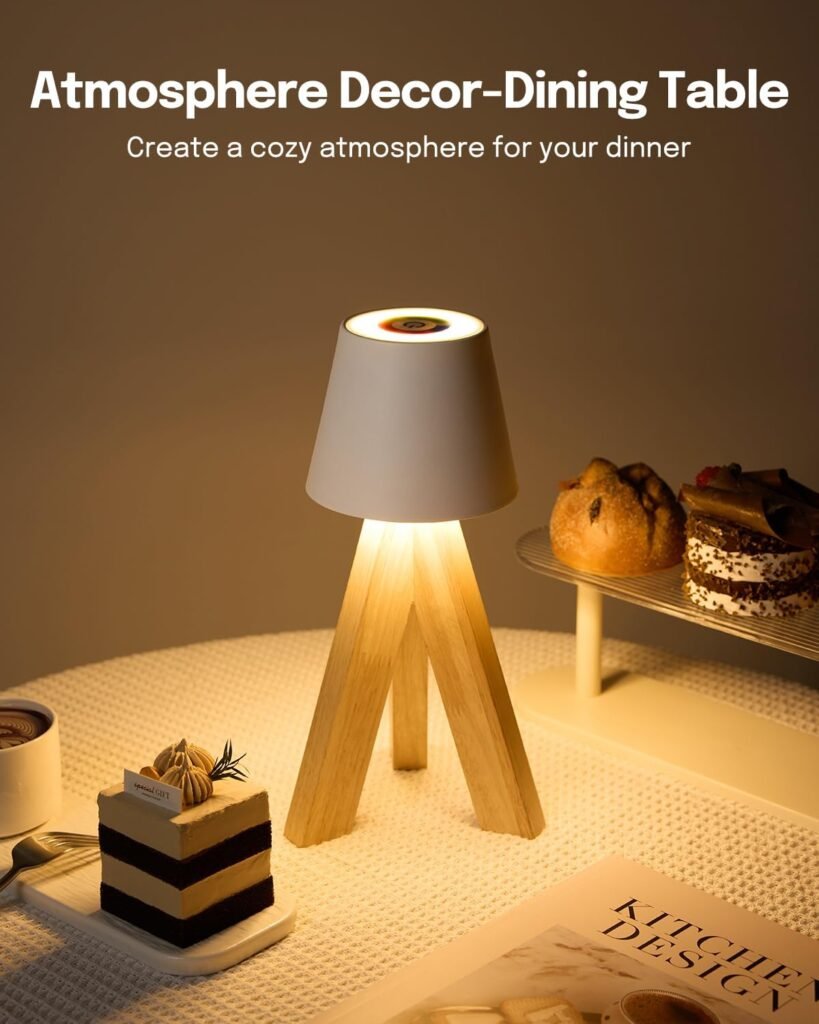 Lampe de table LED en bois rechargeable — éclairage design pour salon
