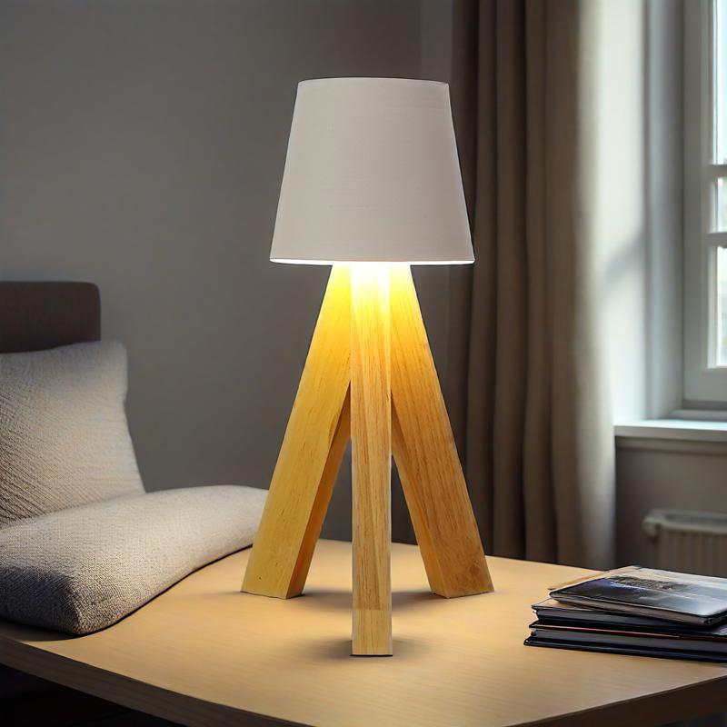 Lampe de table LED en bois rechargeable — éclairage design pour salon