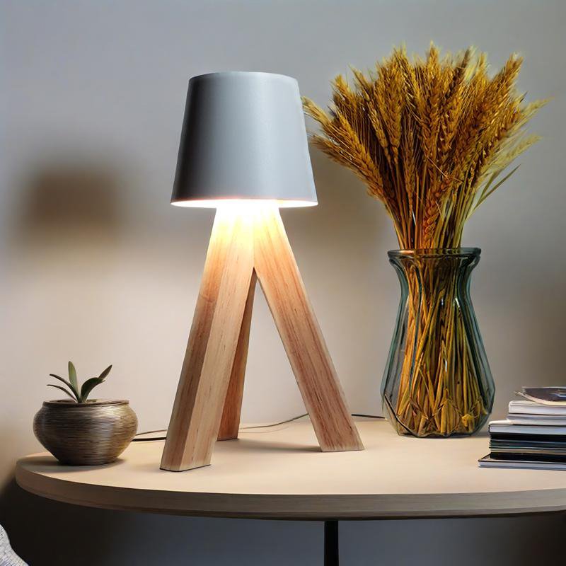 Lampe de table LED en bois rechargeable — éclairage design pour salon