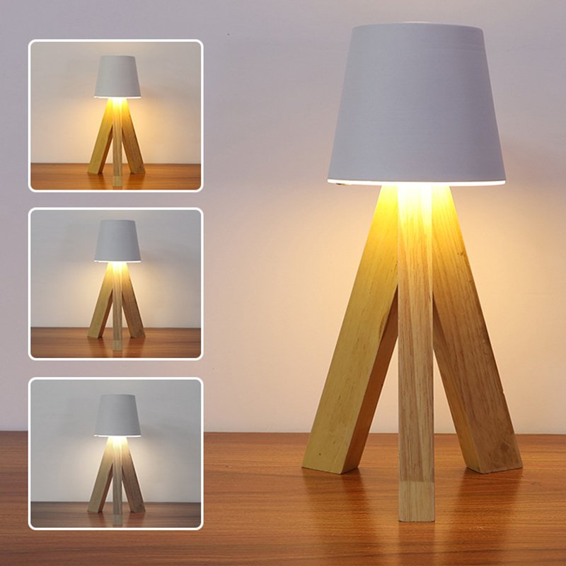 Lampe de table LED en bois rechargeable — éclairage design pour salon