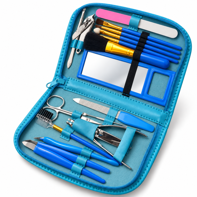 Kit Manucure Pédicure 18 Pièces avec Pochette Rose