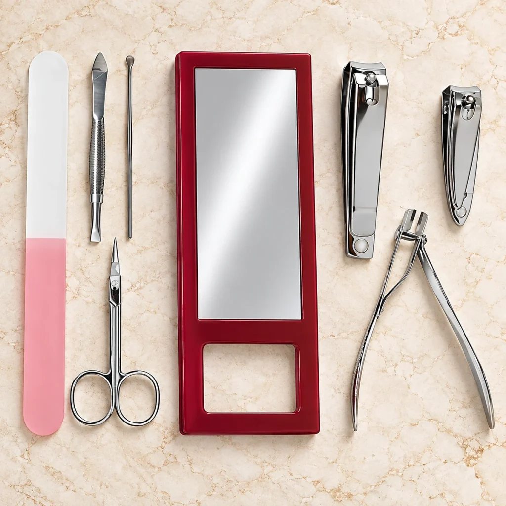Kit Manucure Pédicure 18 Pièces avec Pochette Rose
