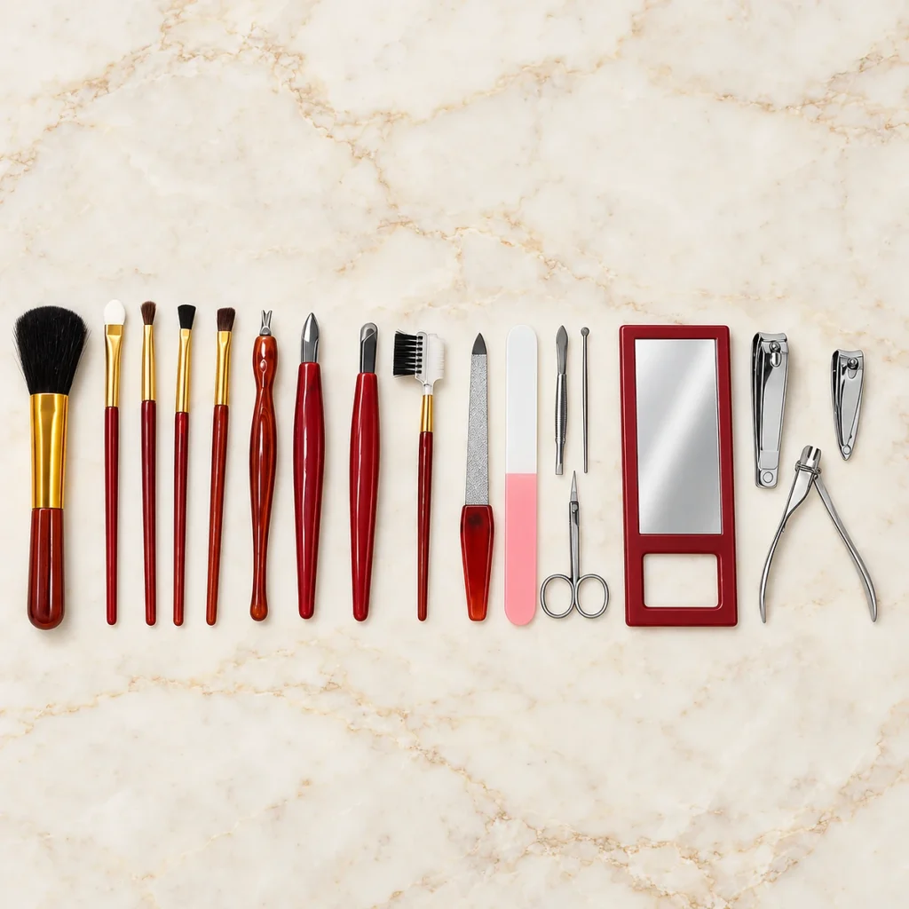 Kit Manucure Pédicure 18 Pièces avec Pochette Rose