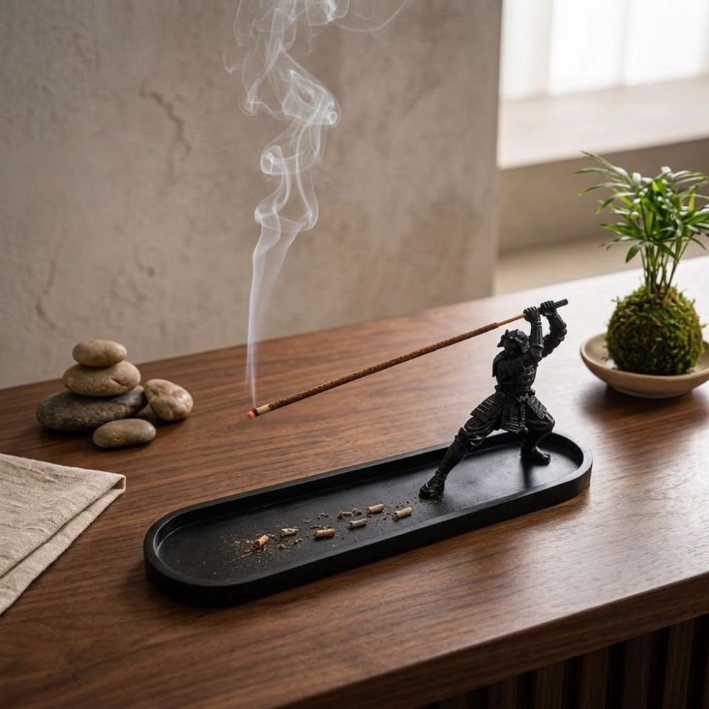 Porte-encens Samurai Japonais avec bac récupérateur