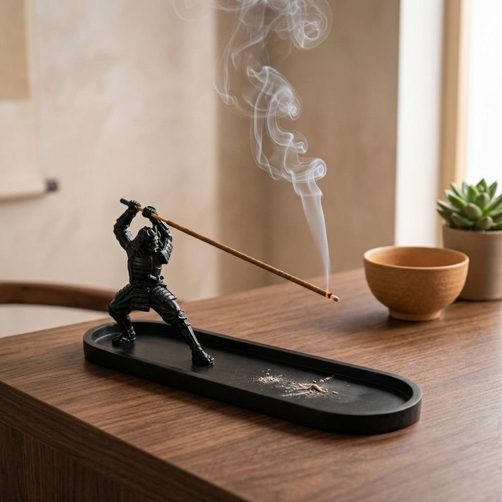 Porte-encens Samurai Japonais avec bac récupérateur