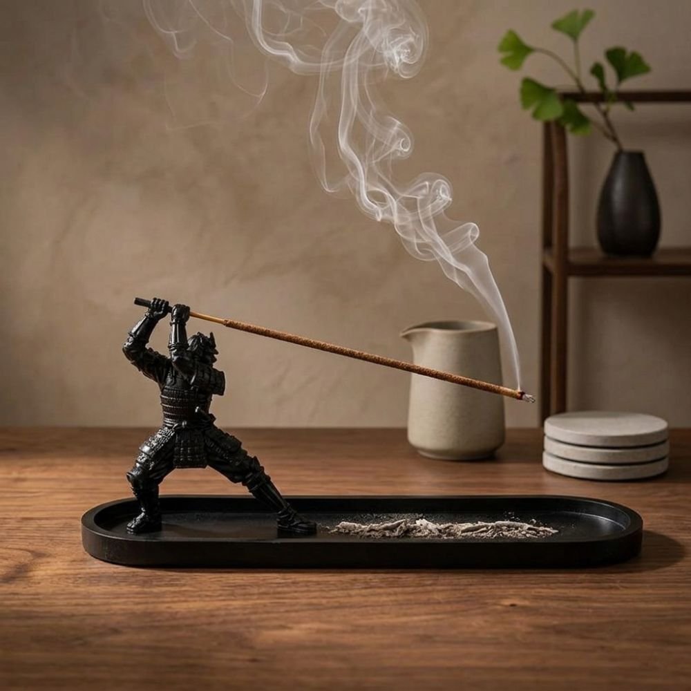 Porte-encens Samurai Japonais avec bac récupérateur