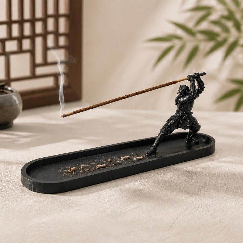 Porte-encens Samurai Japonais avec bac récupérateur
