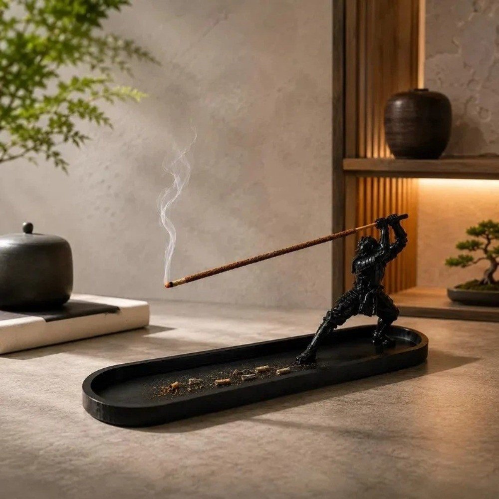 Porte-encens Samurai Japonais avec bac récupérateur