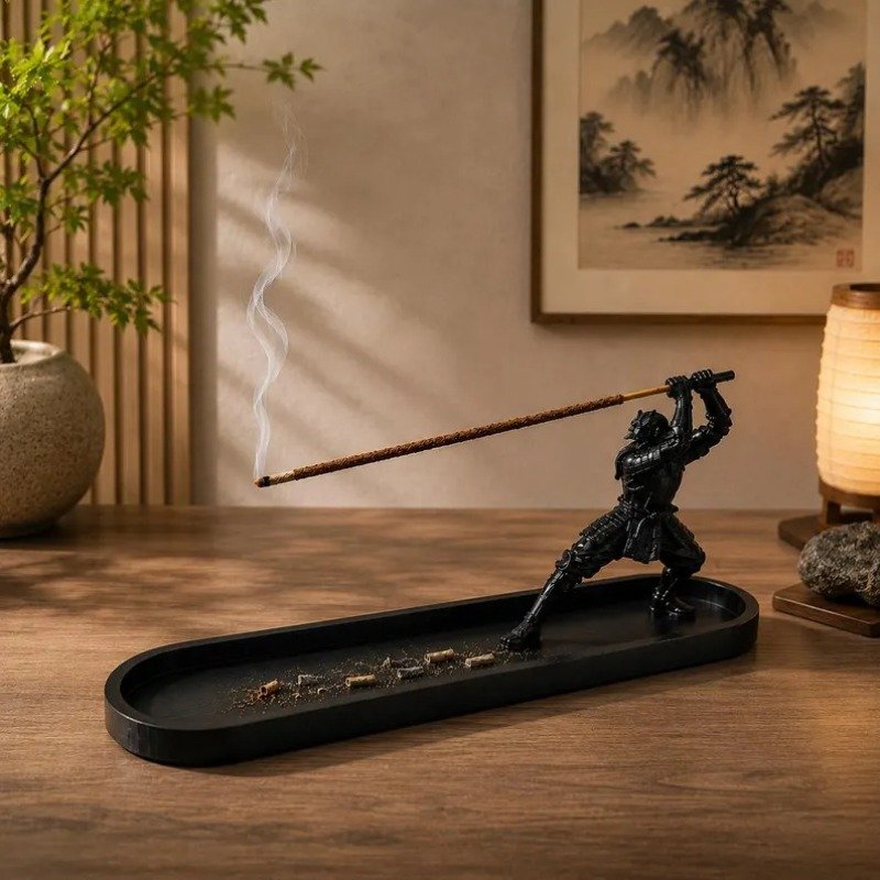 Porte-encens Samurai Japonais avec bac récupérateur