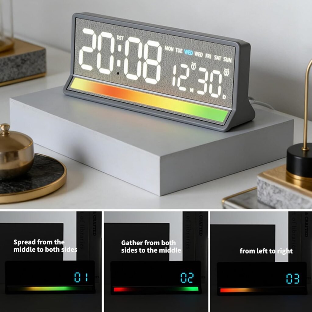 Horloge LED Numérique Réactive au Son - Éclairage Coloré