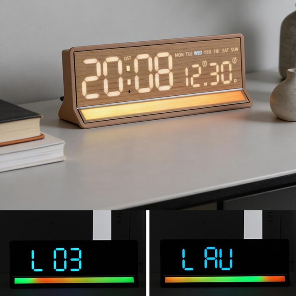 Horloge LED Numérique Réactive au Son - Éclairage Coloré