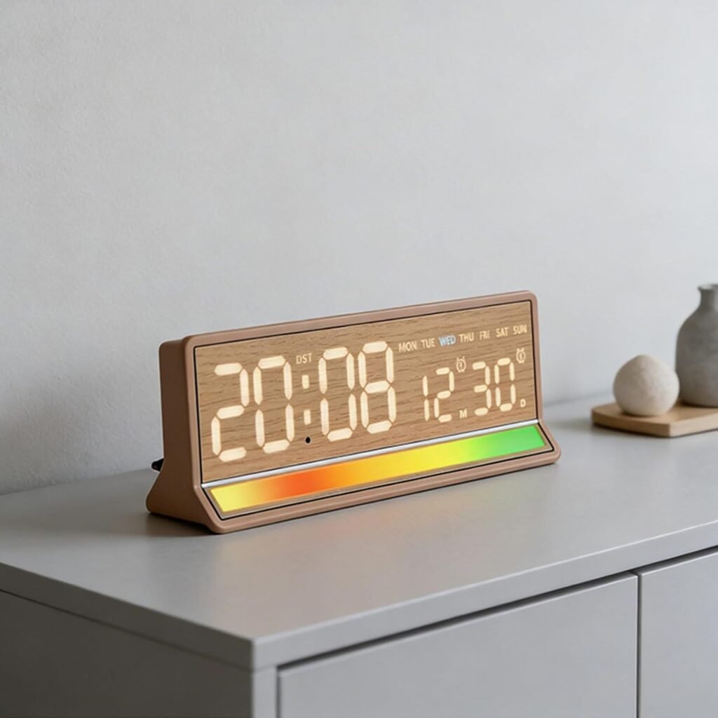 Horloge LED Numérique Réactive au Son - Éclairage Coloré