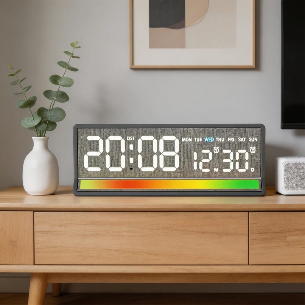 Horloge LED Numérique Réactive au Son - Éclairage Coloré