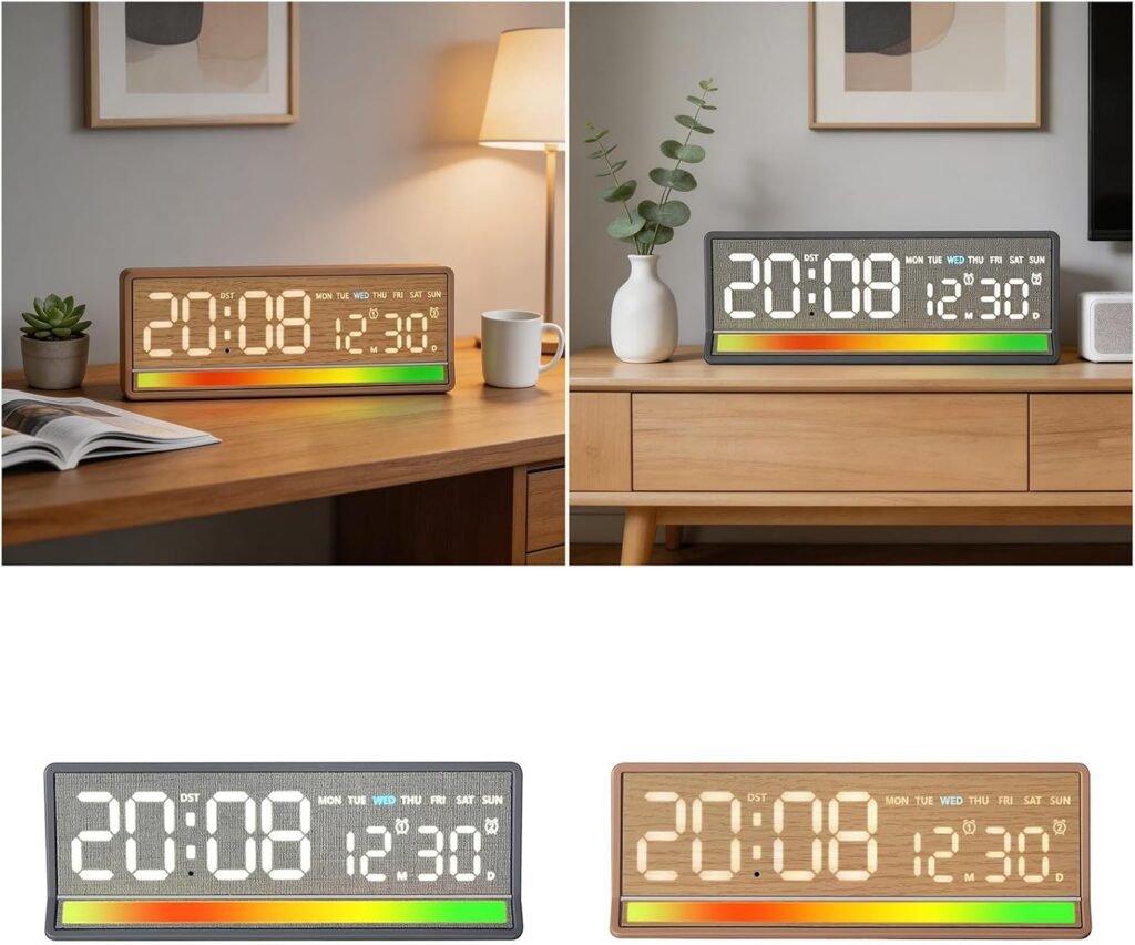 Horloge LED Numérique Réactive au Son - Éclairage Coloré