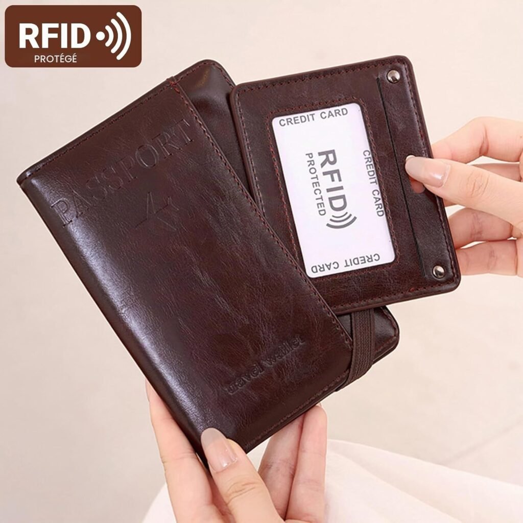 Porte-Passeport Cuir PU Protection RFID - Organisateur Voyage