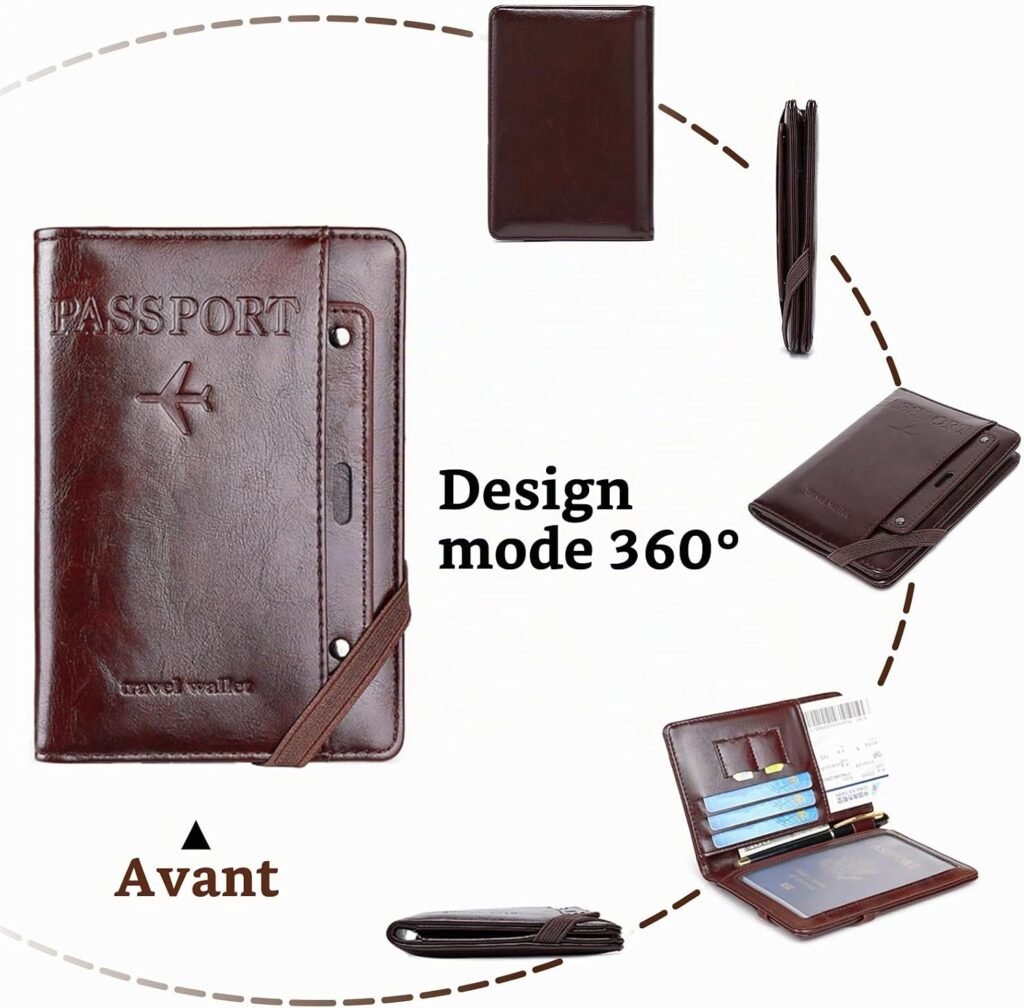 Porte-Passeport Cuir PU Protection RFID - Organisateur Voyage