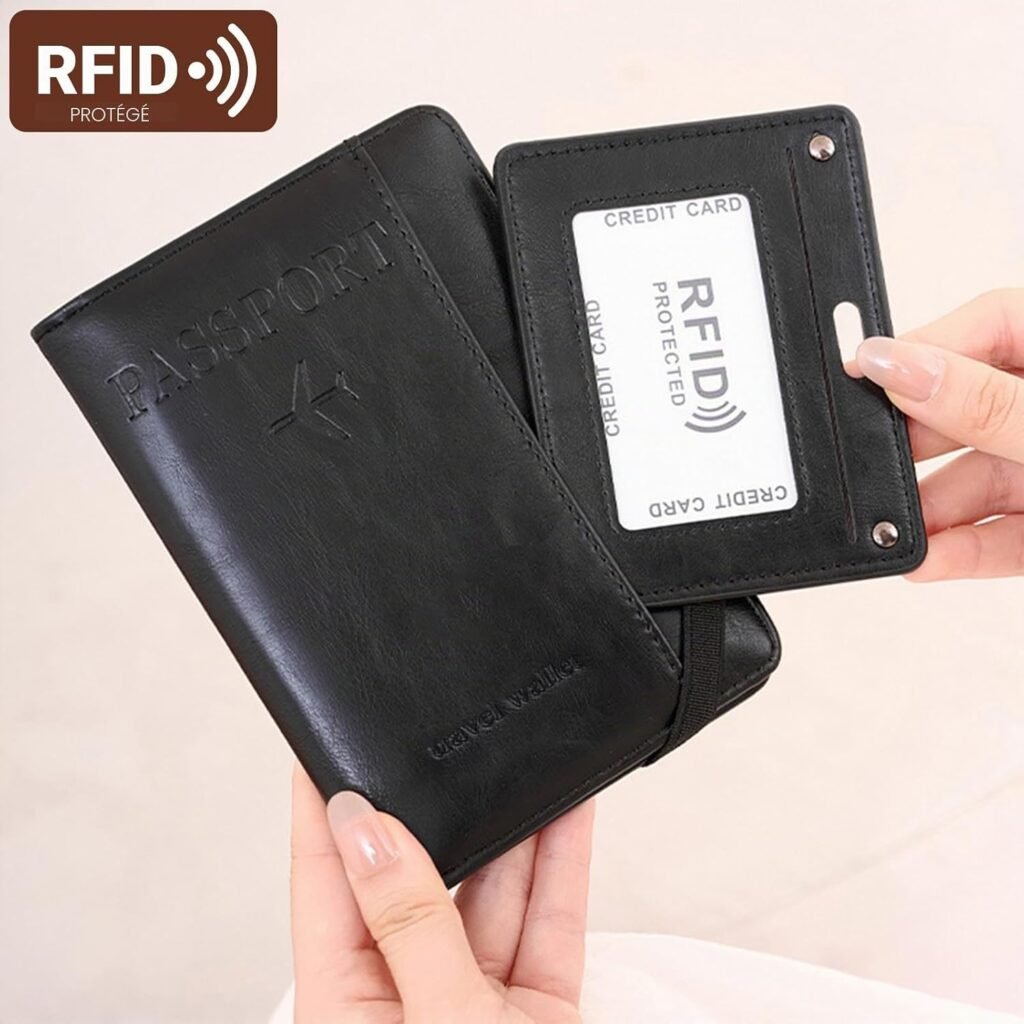 Porte-Passeport Cuir PU Protection RFID - Organisateur Voyage