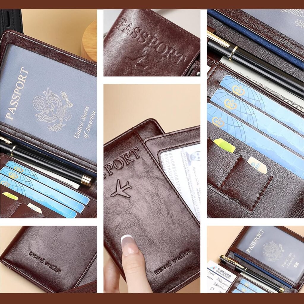 Porte-Passeport Cuir PU Protection RFID - Organisateur Voyage