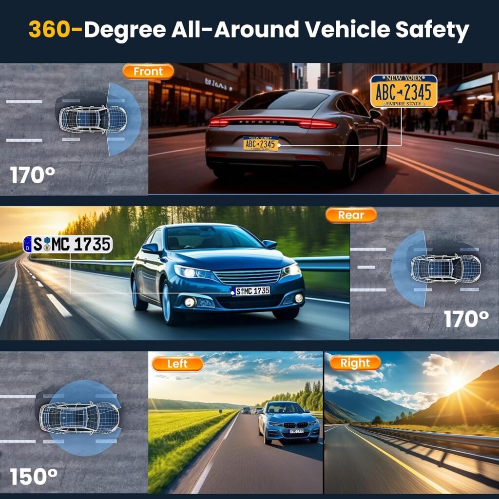 Caméra embarquée voiture 4 caméras 360° — Sécurité complète pour tous vos trajets
