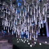 Éclairage LED Pluie de Météores Blanc – Décoration Extérieure Éblouissante