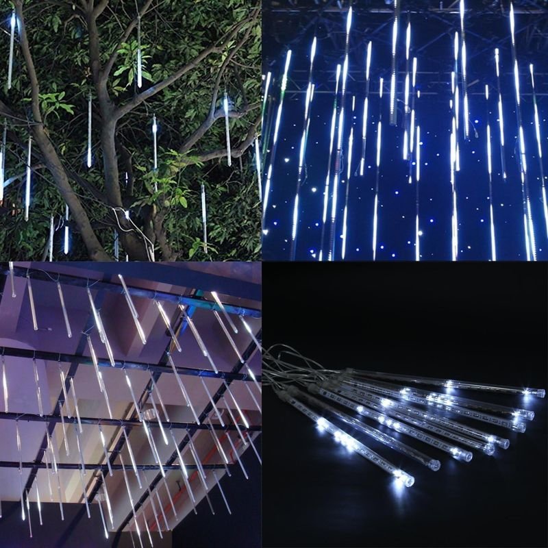 Éclairage LED Pluie de Météores Blanc – Décoration Extérieure Éblouissante
