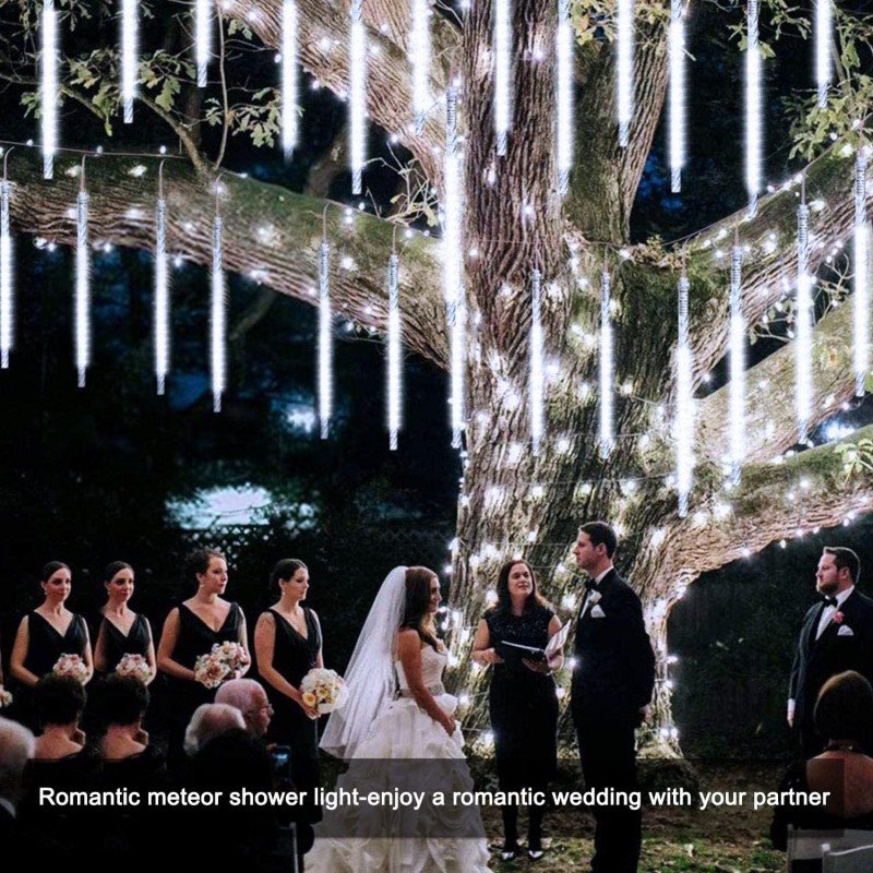 Éclairage LED Pluie de Météores Blanc – Décoration Extérieure Éblouissante