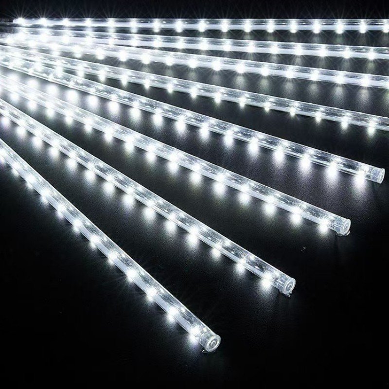 Éclairage LED Pluie de Météores Blanc – Décoration Extérieure Éblouissante