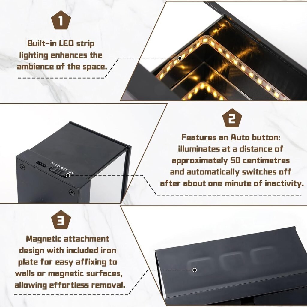 Mirroir LED Infinity Marque-Pages avec Détecteur de Mouvement — Décoration Murale Éclatante