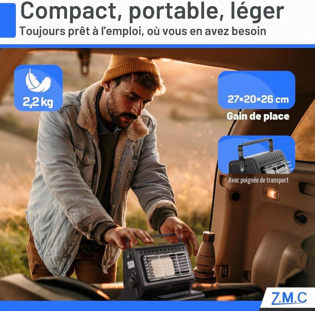 Chauffage à Gaz Portable 2 en 1 - Polyvalent et Pratique
