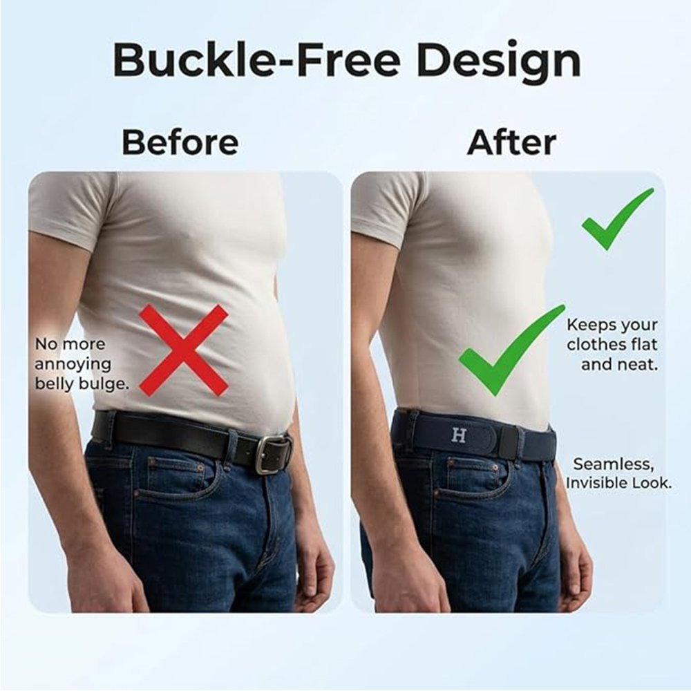 Ceinture sans boucle élastique avec crochets — Lot de 2, confortable et invisible