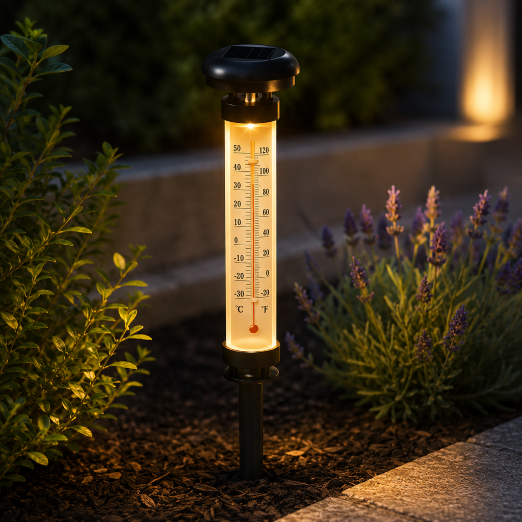 Lampe Solaire Jardin Thermomètre 2 Pièces