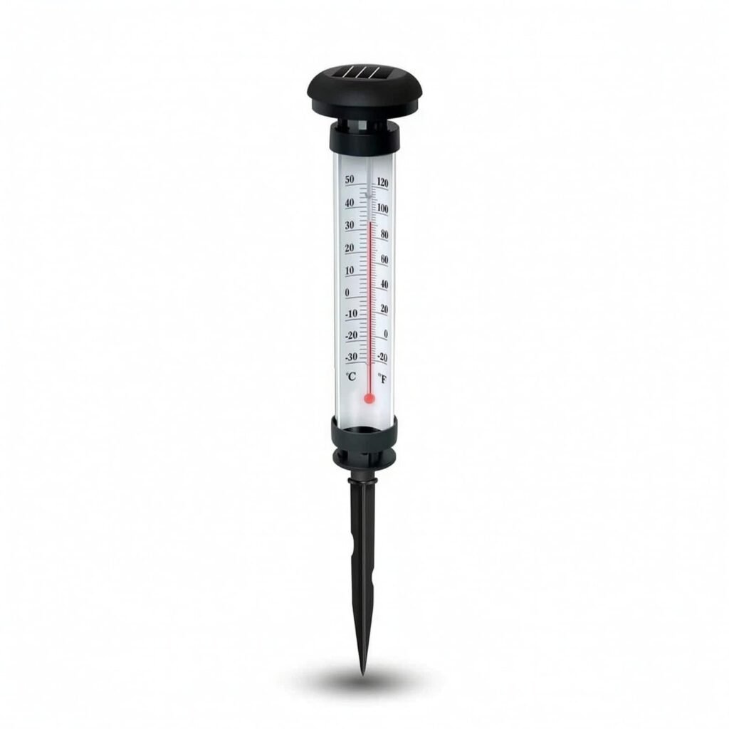 Lampe Solaire Jardin Thermomètre 2 Pièces
