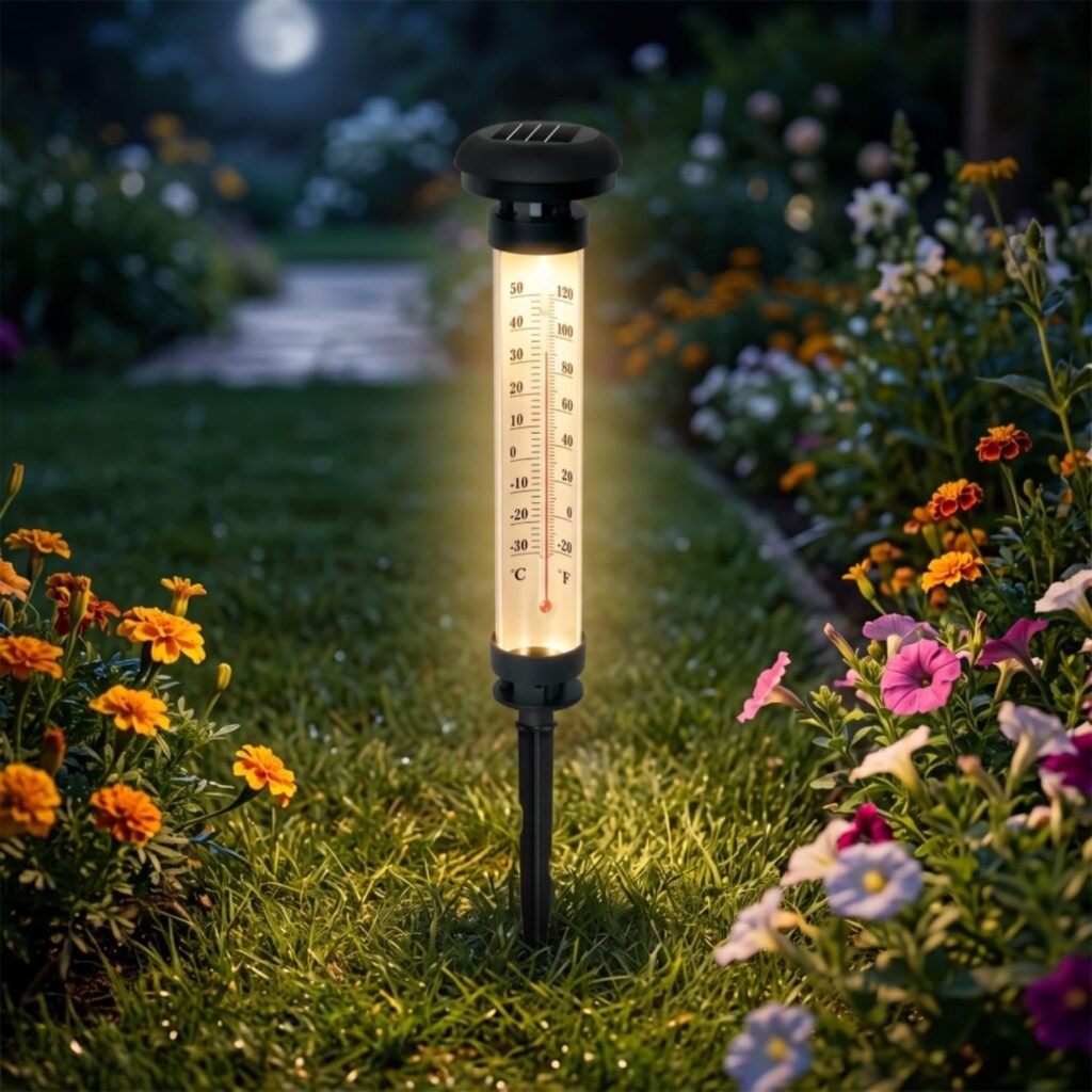Lampe Solaire Jardin Thermomètre 2 Pièces