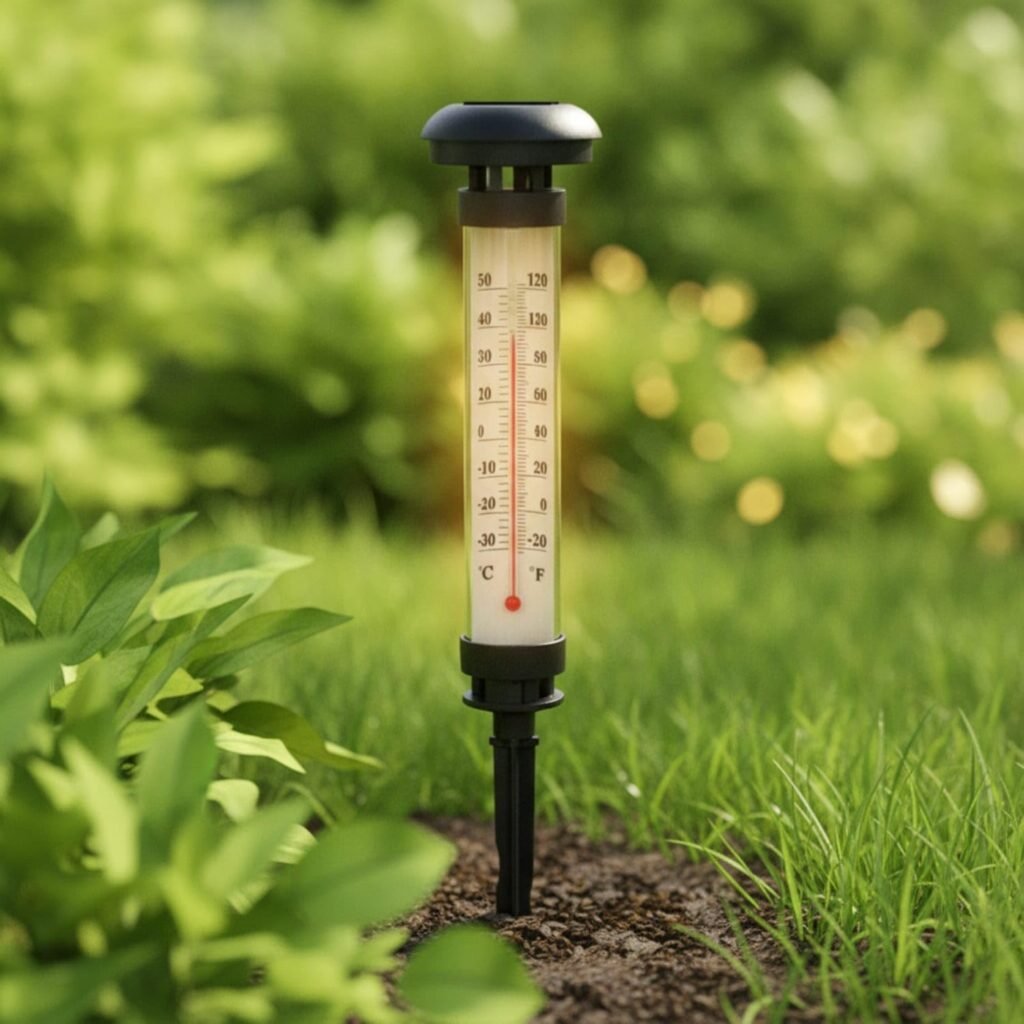 Lampe Solaire Jardin Thermomètre 2 Pièces