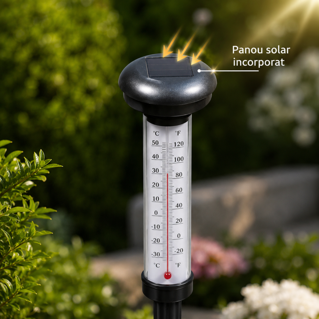 Lampe Solaire Jardin Thermomètre 2 Pièces