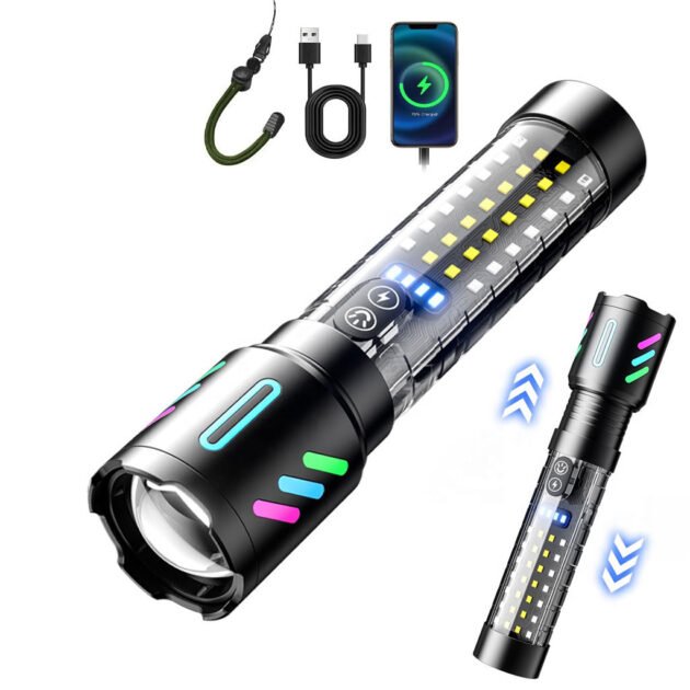 Lampe Torche Tactique LED 1000LM USB-C Rechargeable